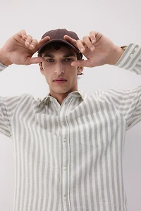 Regular-Fit Linen-Blend Shirt