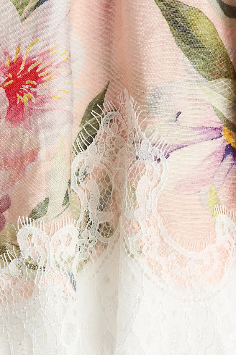Linen-Blend Bandeau Top