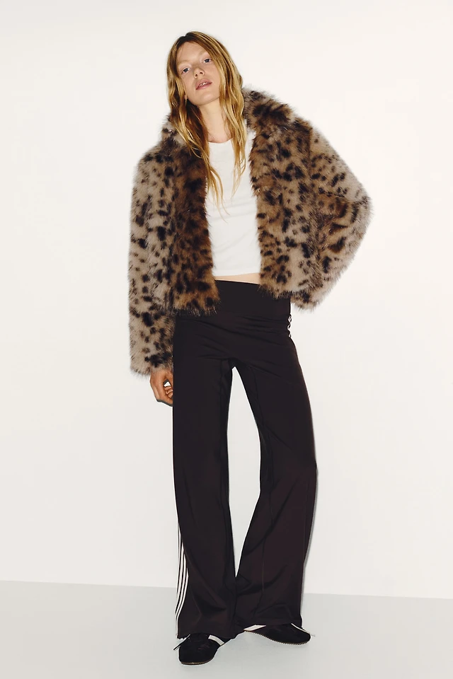 Fluffy Jacket with Funnel Collar