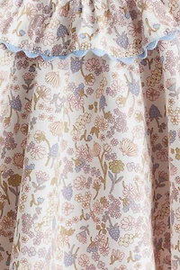 Cotton Blouse with Flounced Collar