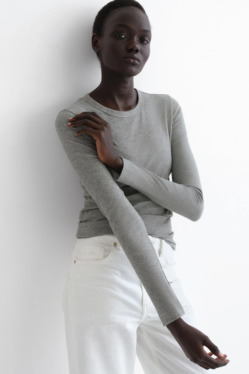 Ribbed Cotton-Blend Top