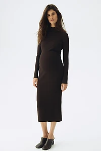MAMA Rib-Knit Mock Turtleneck Dress