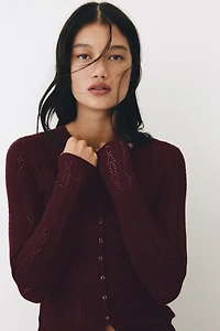 Pointelle-Knit Cardigan