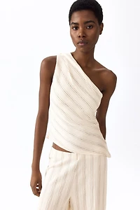 One-Shoulder Textured Cotton Top