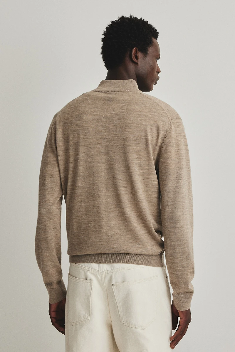 Regular-Fit Half-Zip Merino Wool Sweater