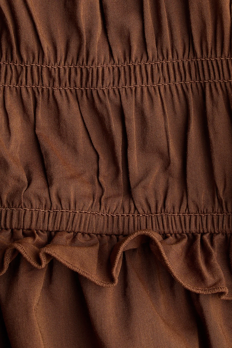 Tie-Detail Smocked Top