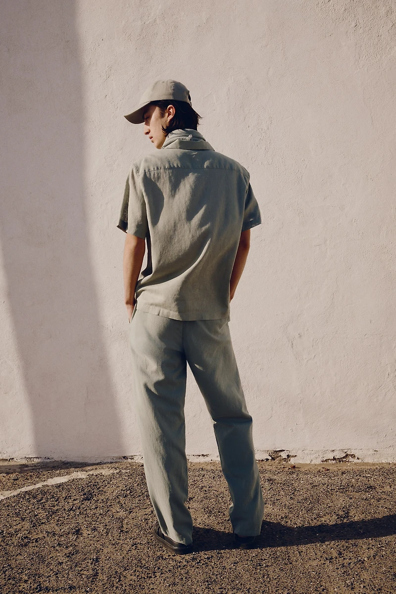 Regular-Fit Linen-Blend Pants