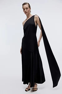 Scarf-Detail Satin Dress