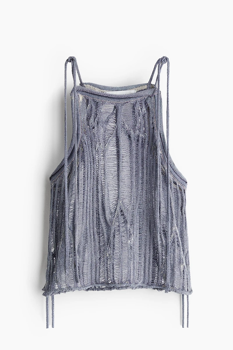 Knit Top with Tie Shoulder Straps