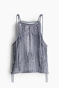Knit Top with Tie Shoulder Straps
