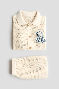 2-Piece Mesh-Knit Cotton Set