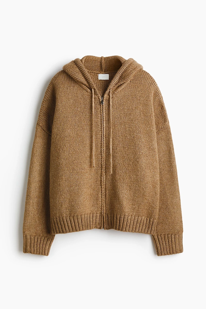 Veste à capuche en tricot fermeture éclair