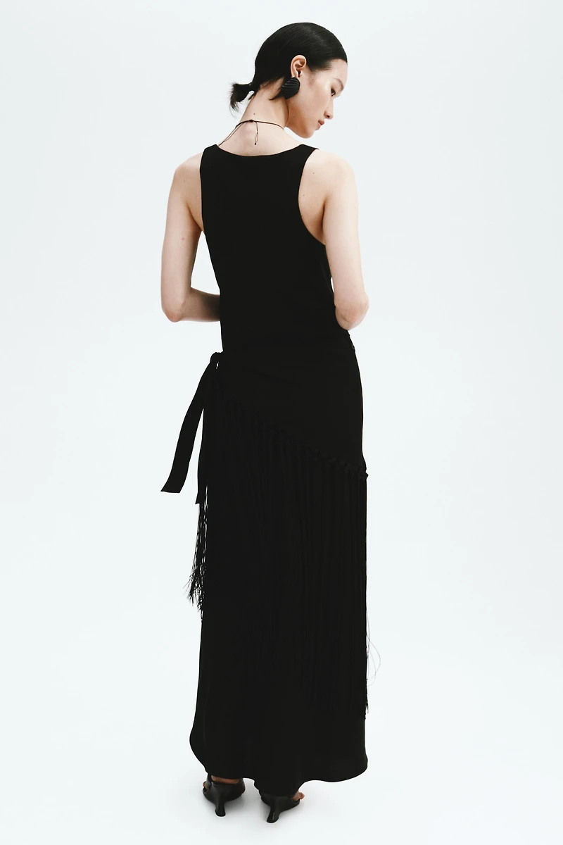 Linen-Blend Scarf-Detail Dress