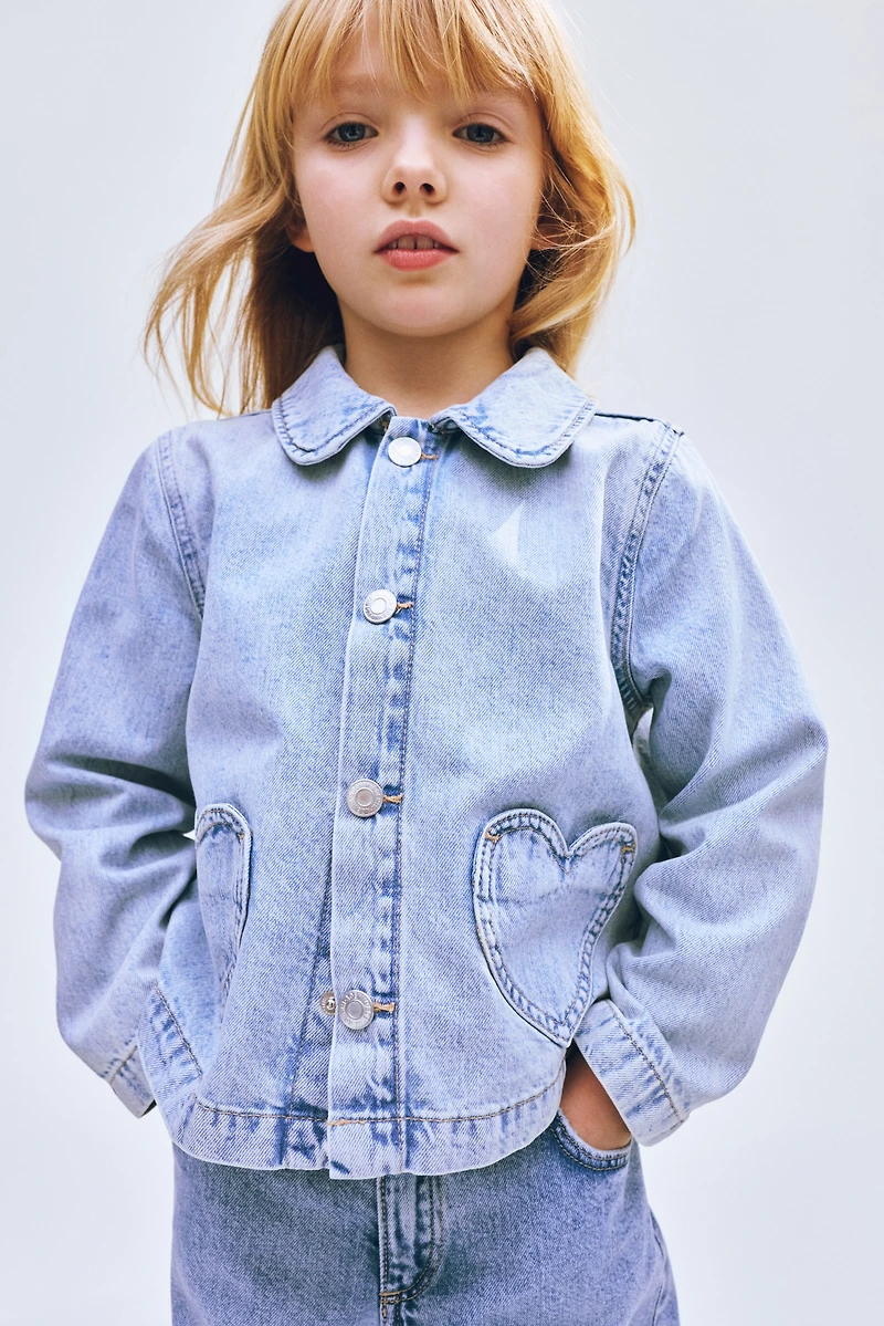 Veste en denim avec poches cœur