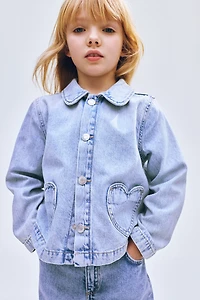 Veste en denim avec poches cœur