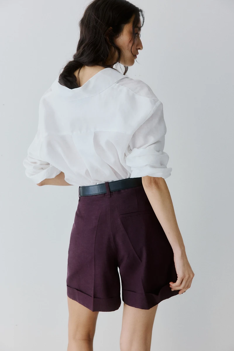 Dressy Linen-Blend Shorts
