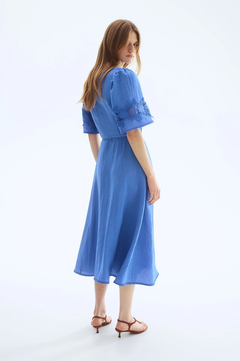 Crinkled Dress with Eyelet Embroidery