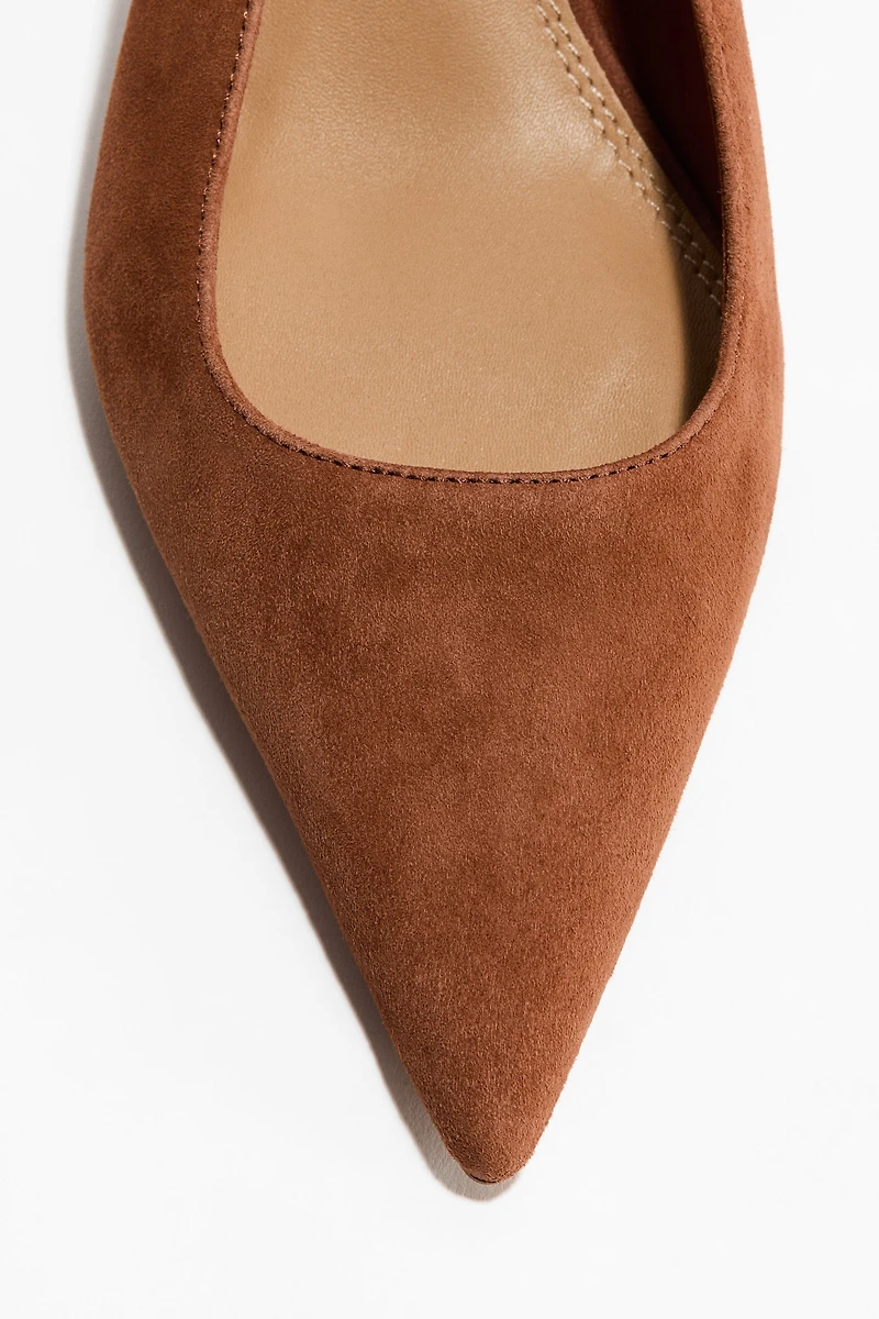 Pointed Suede Slingbacks