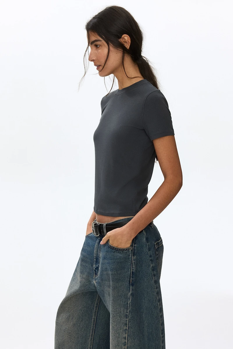 T-shirt côtelé en viscose