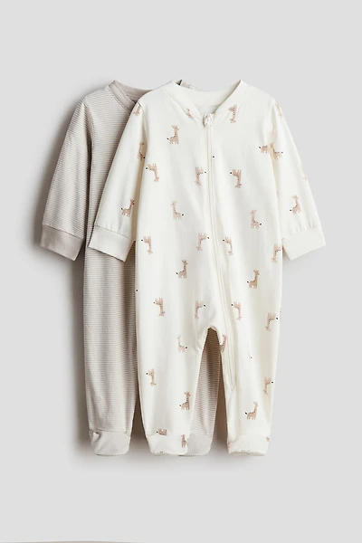 2-Pack Printed Pajama Jumpsuits with Zipper
