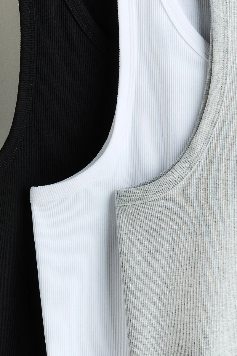3-Pack Slim-Fit Ribbed Tank Tops