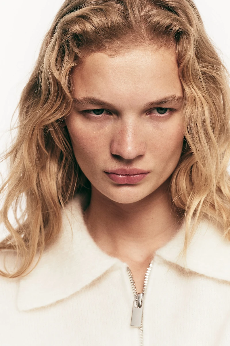 Mohair-Blend Half-Zip Sweater