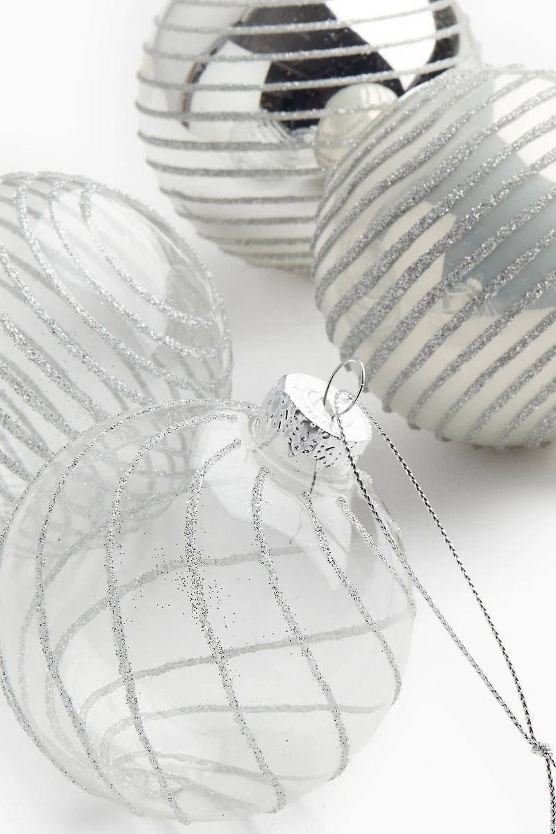 4-Pack Patterned Glass Ornaments