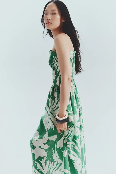 Smocked-Bodice Strappy Dress