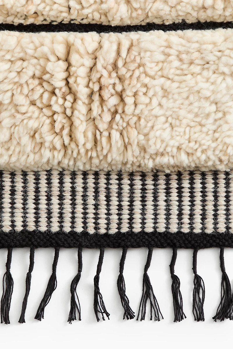 Large Fringed Wool-Blend Rug