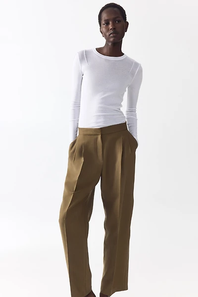 Barrel-Leg Twill Pants