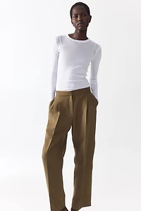 Barrel-Leg Twill Pants