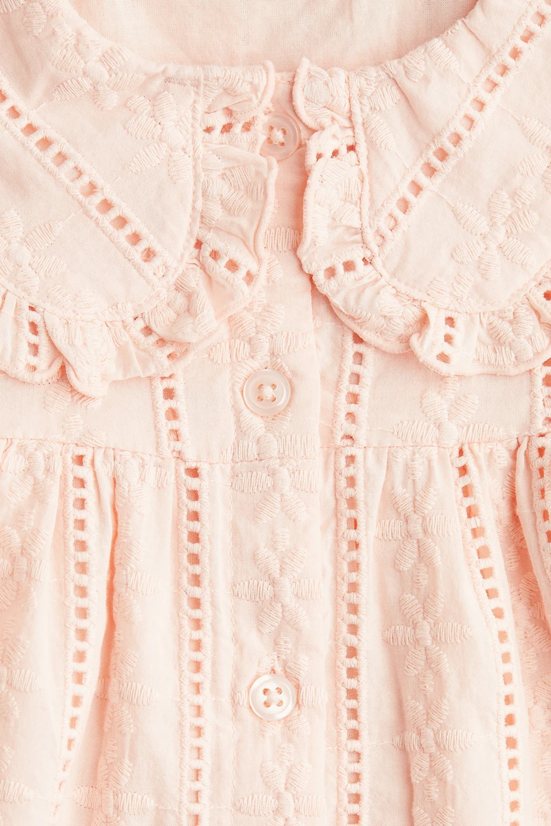 Embroidered-Detail Cotton Dress