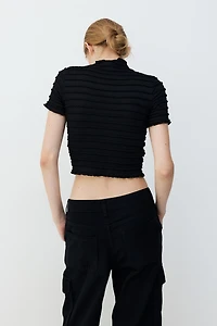 Smocked Top with Overlocked Trim