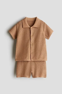 2-Piece Mesh-Knit Cotton Set