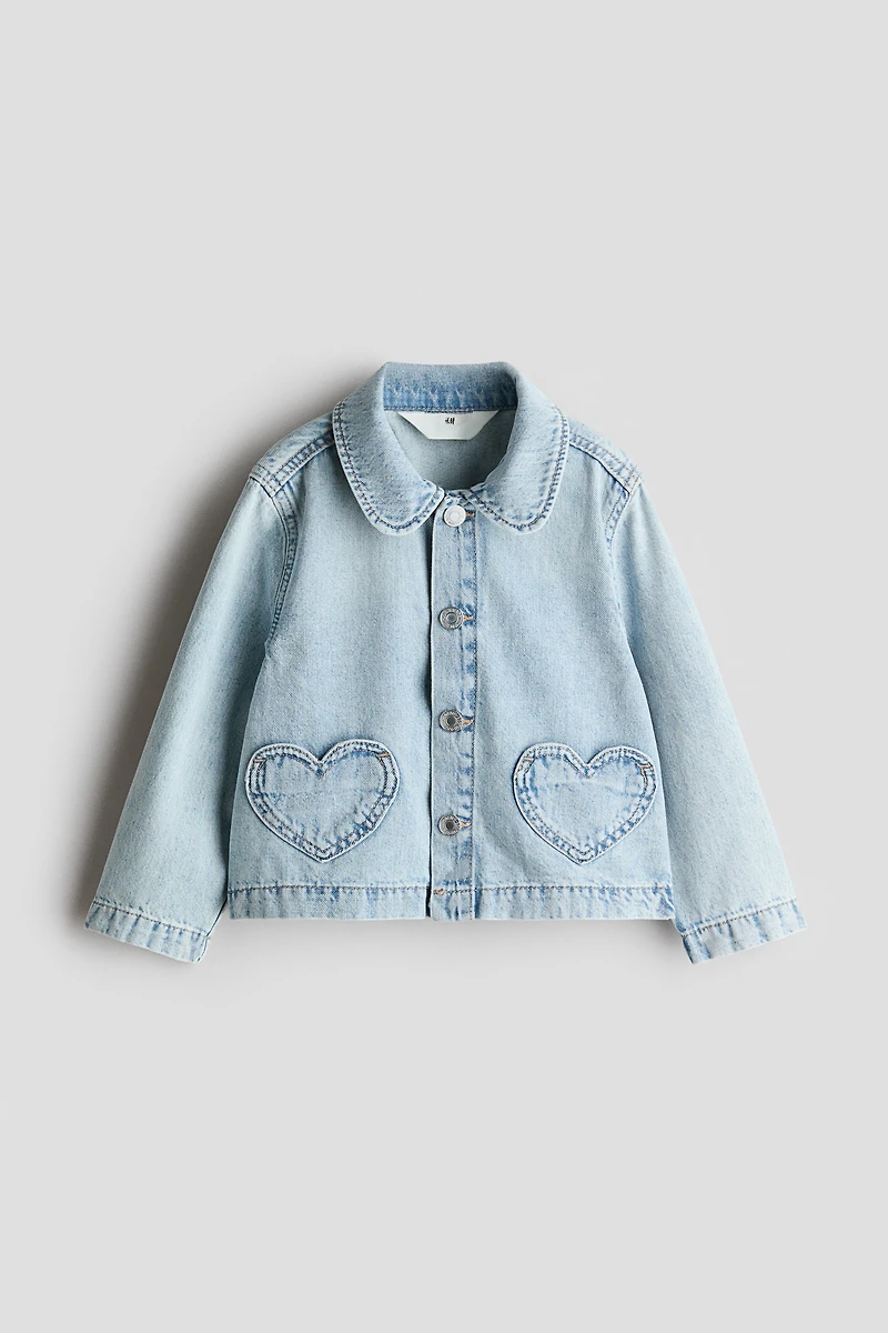 Veste en denim avec poches cœur
