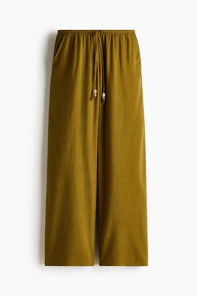 Linen-Blend Drawstring Pants