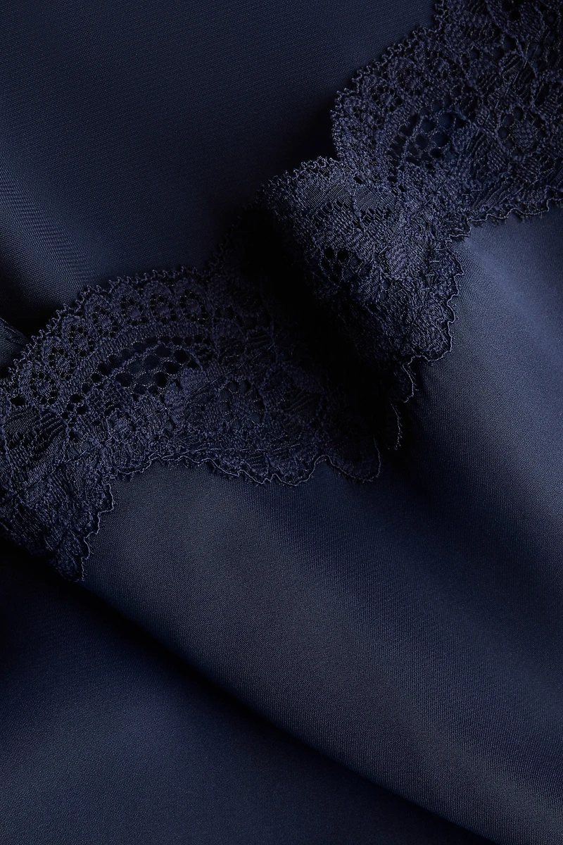 Lace-Trimmed Satin Pajamas