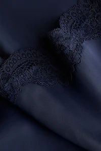 Lace-Trimmed Satin Pajamas