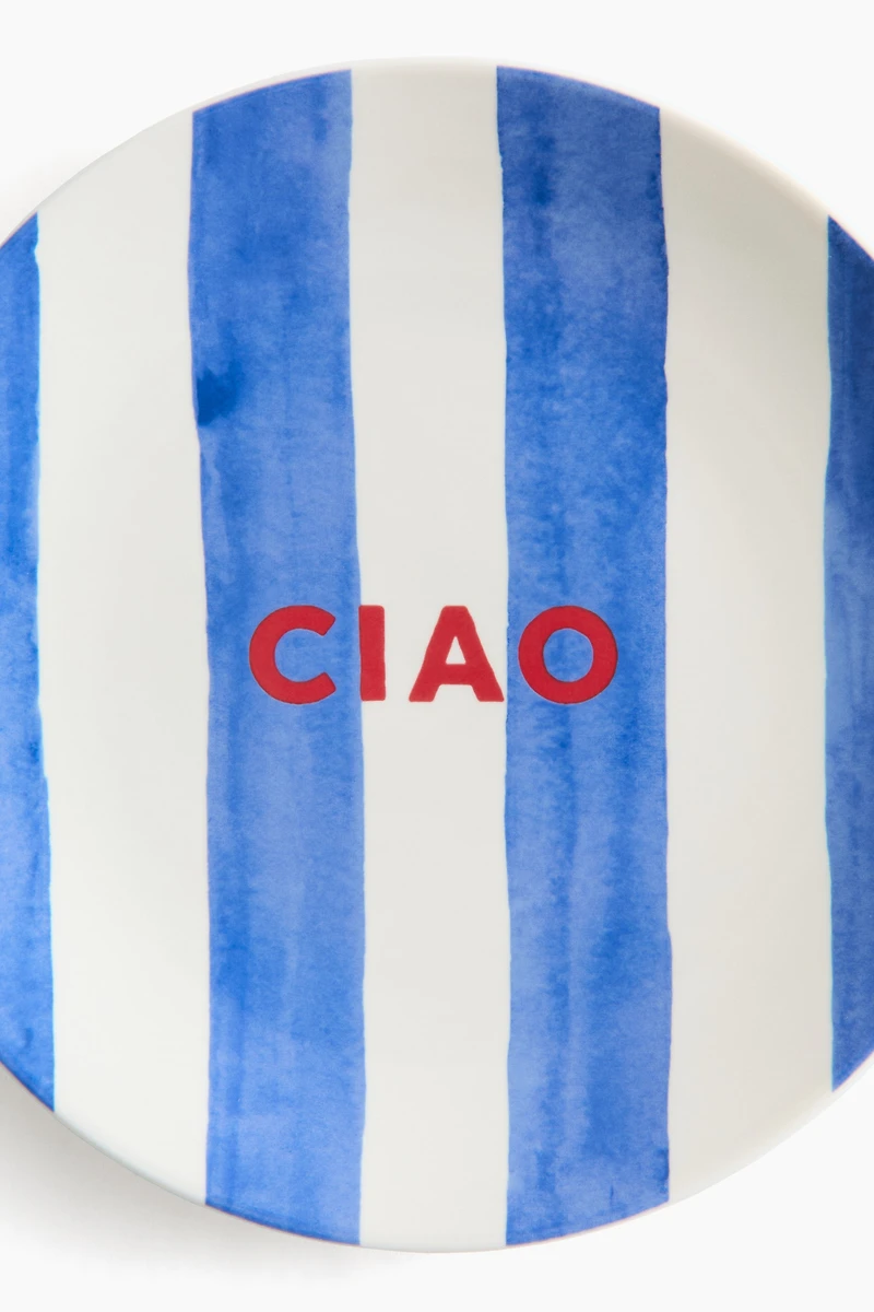 Porcelain Medium Plate with Text Motif
