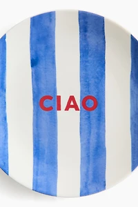 Porcelain Medium Plate with Text Motif