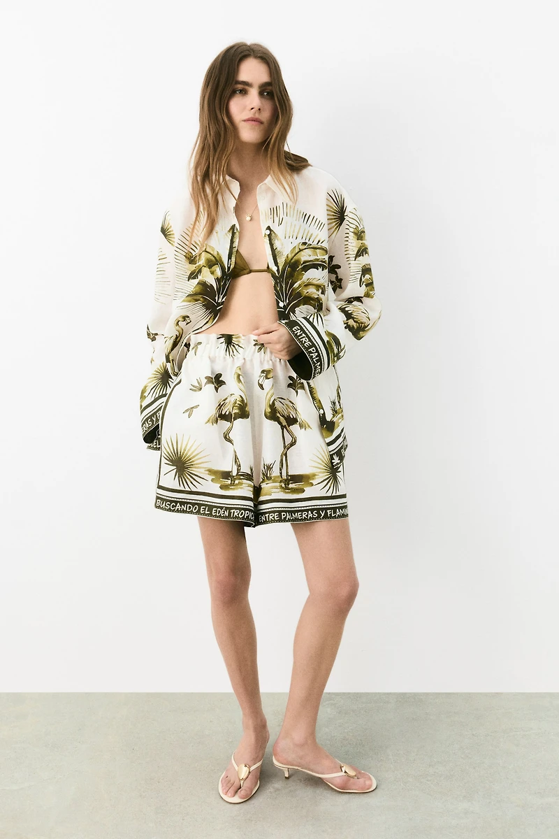 Linen Paper-Bag Shorts