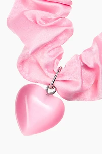 Heart-Detail Satin Scrunchie