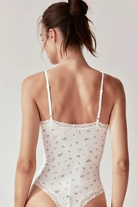 Lace-Trimmed Cotton Bodysuit