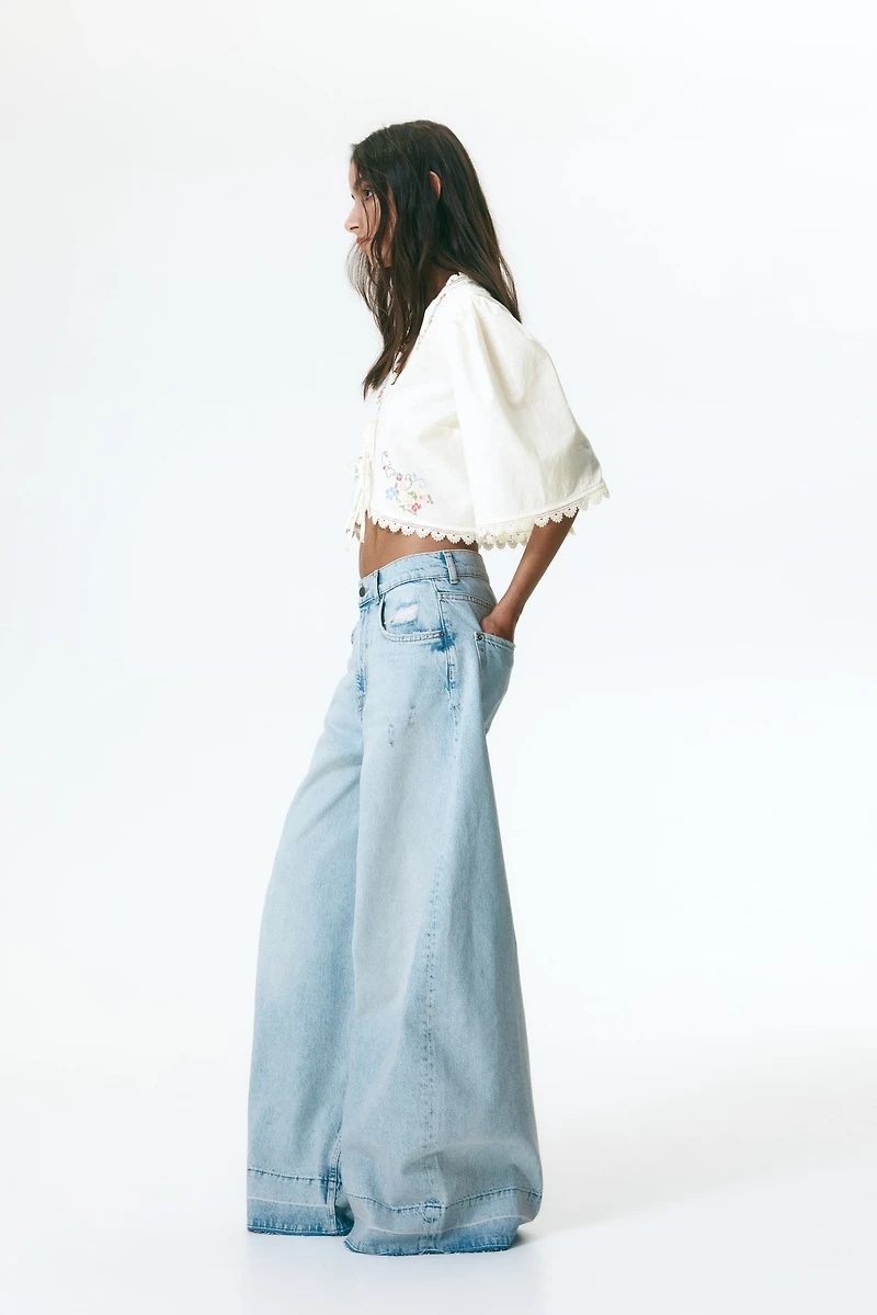 Cropped Embroidered Blouse