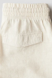 Linen-Blend Cargo Shorts