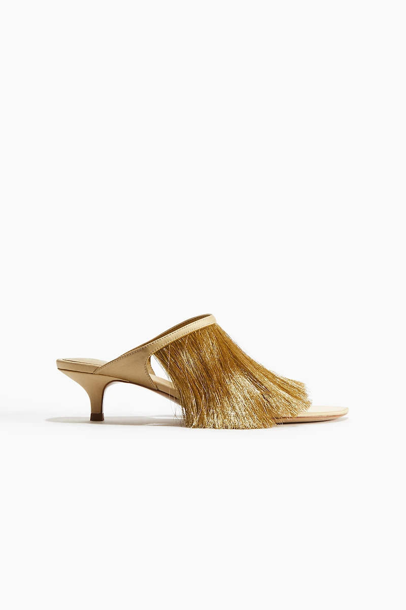 Fringe-trimmed heeled sandals