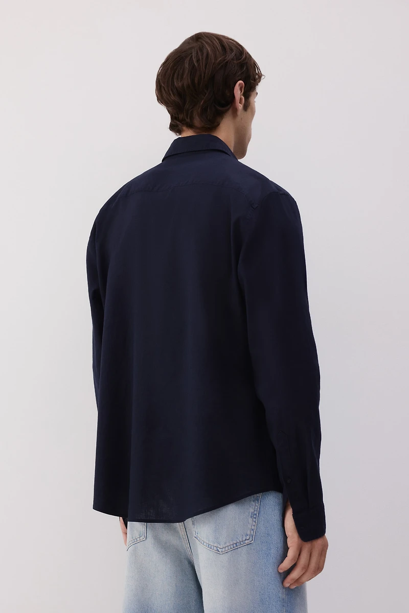 Regular-Fit Linen-Blend Shirt