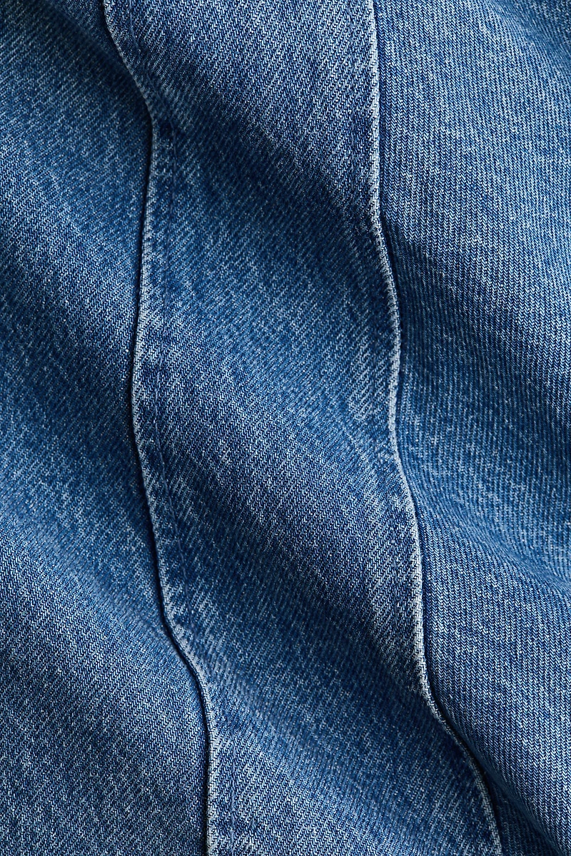 Flared-Skirt Denim Dress