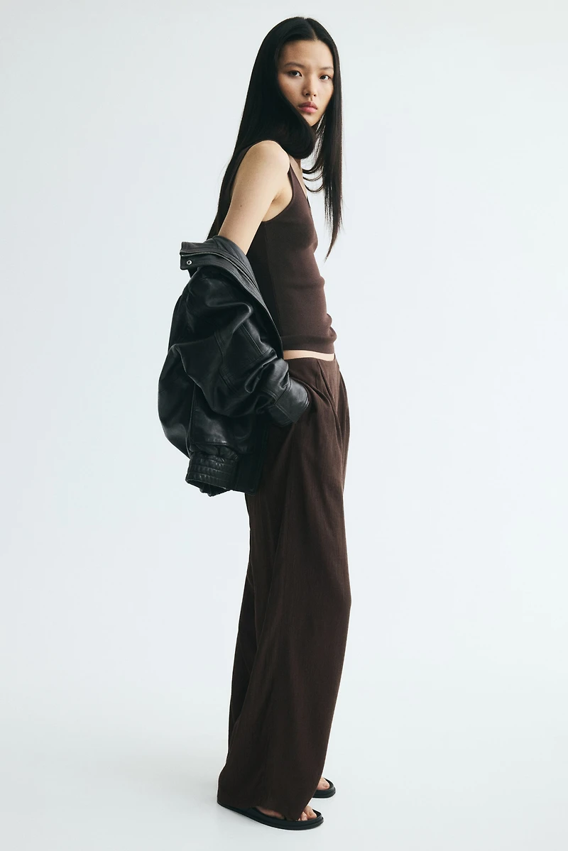 Pantalon froissé en viscose mélangée