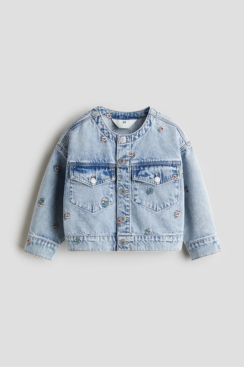 Embroidered-Detail Denim Jacket